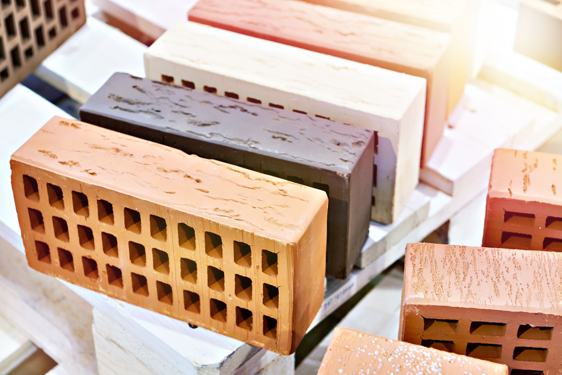 Bricks on display in building store